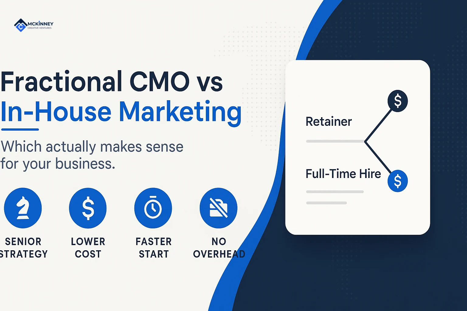 Two abstract figures representing marketing leadership options