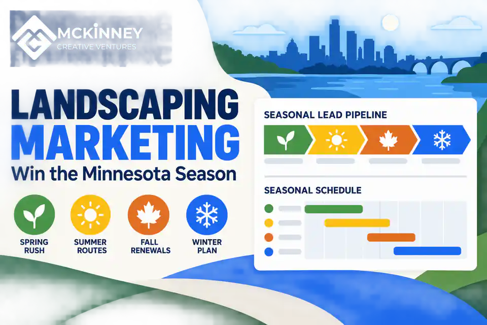 Landscaping marketing plan showing spring, summer, fall, and winter demand stages in Minnesota