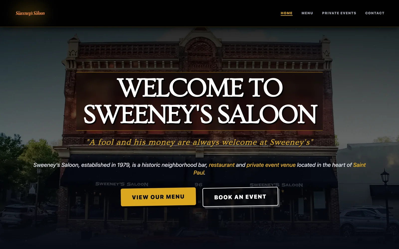 Sweeney's Saloon website